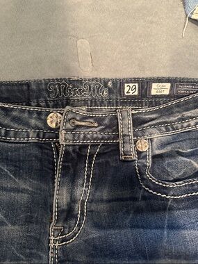 Miss Me Dark Blue Embroidered Waist Bootcut Jeans